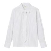 末6折SANDRO博主同款 2025秋冬新款 女装 季 白色可拆卸领带条纹衬衫