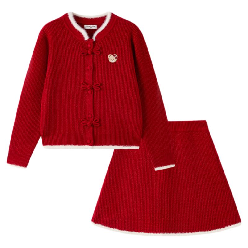 【新年】PawinPaw卡通小熊童装26年新款新中式国风女童针织套装裙