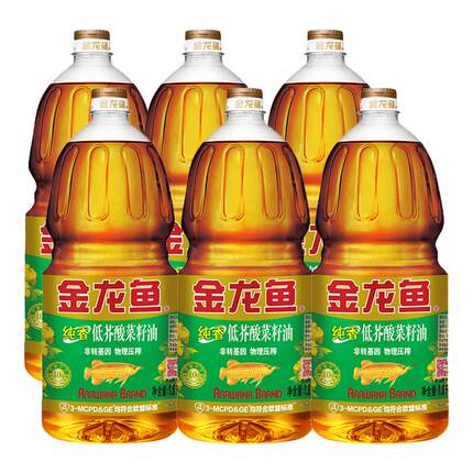 金龙鱼菜籽油1.8L*6桶家用非转基因低芥酸纯香压榨食用油小壶特香
