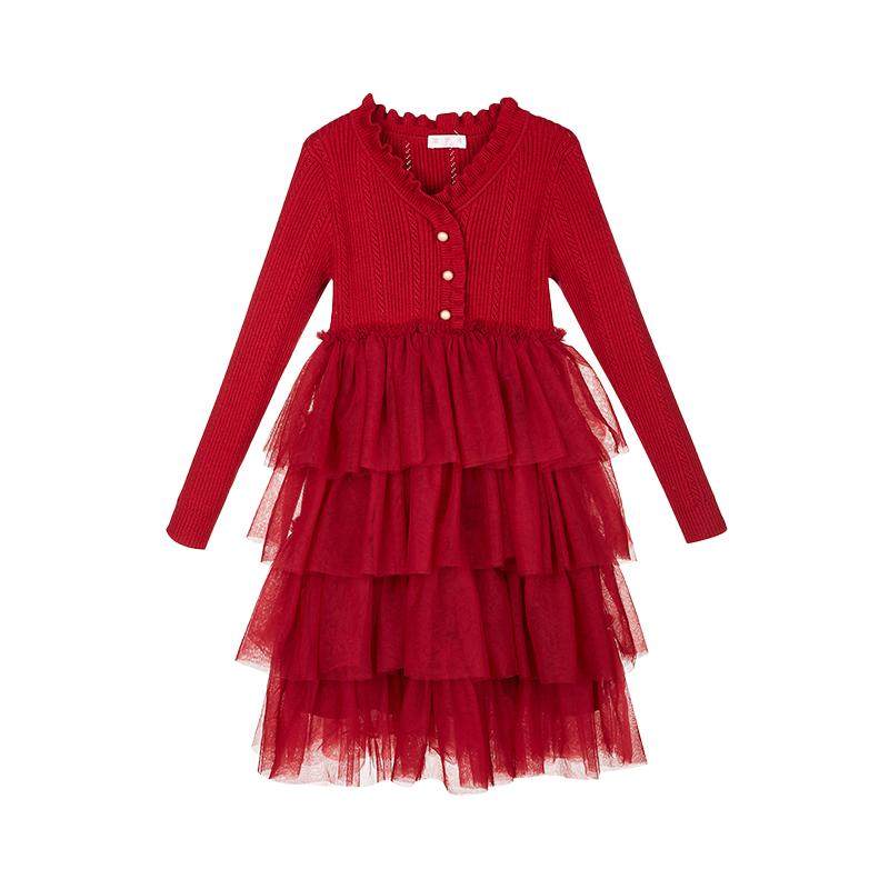 富罗迷女童连衣裙儿童装2025冬季新款洋气时髦女孩针织红色公主裙,童装/婴儿装/亲子装,连衣裙,淘宝优惠券,粉丝福利购,淘宝优惠卷