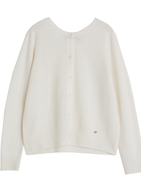 【100%绵羊毛】ELLE简约气质毛针织衫女2025秋装新款圆领毛衣开衫