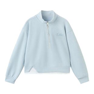 快鱼美式立领无帽卫衣女款2026春季新款宽松设计感小个子女士上衣