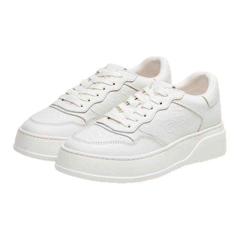 KISSCAT接吻猫春季厚底增高小白鞋女纯白色运动休闲鞋女士平底鞋