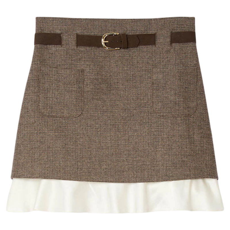 SANDRO白色花边裙边半身短裙