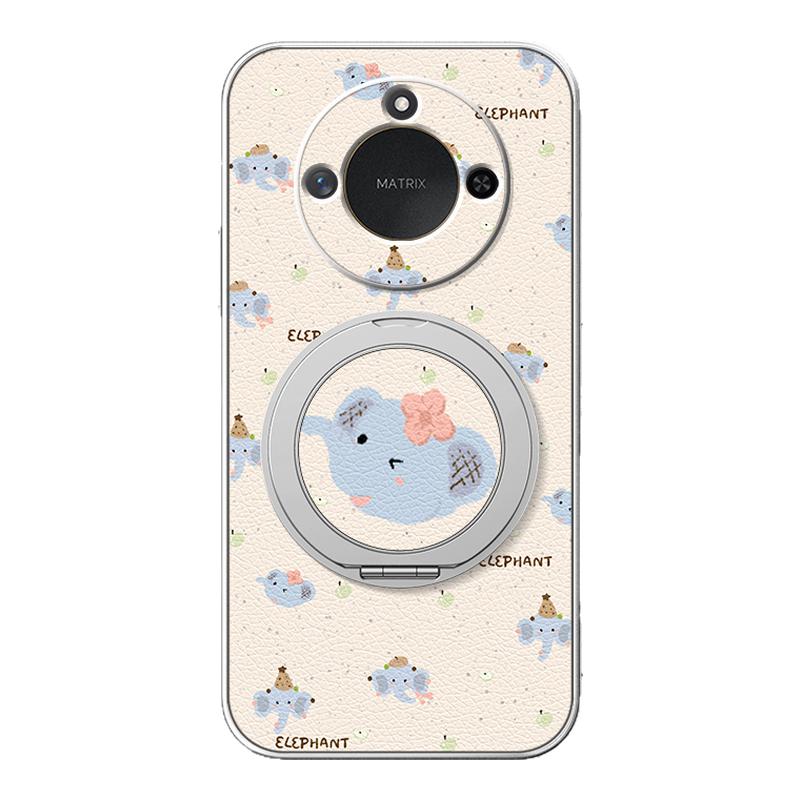 适用荣耀x70手机壳华为x60pro可爱x50/x40gt新款x30i磁吸支架旋转x20se女款卡通v40轻奢版小羊皮防摔蓝鼻小象