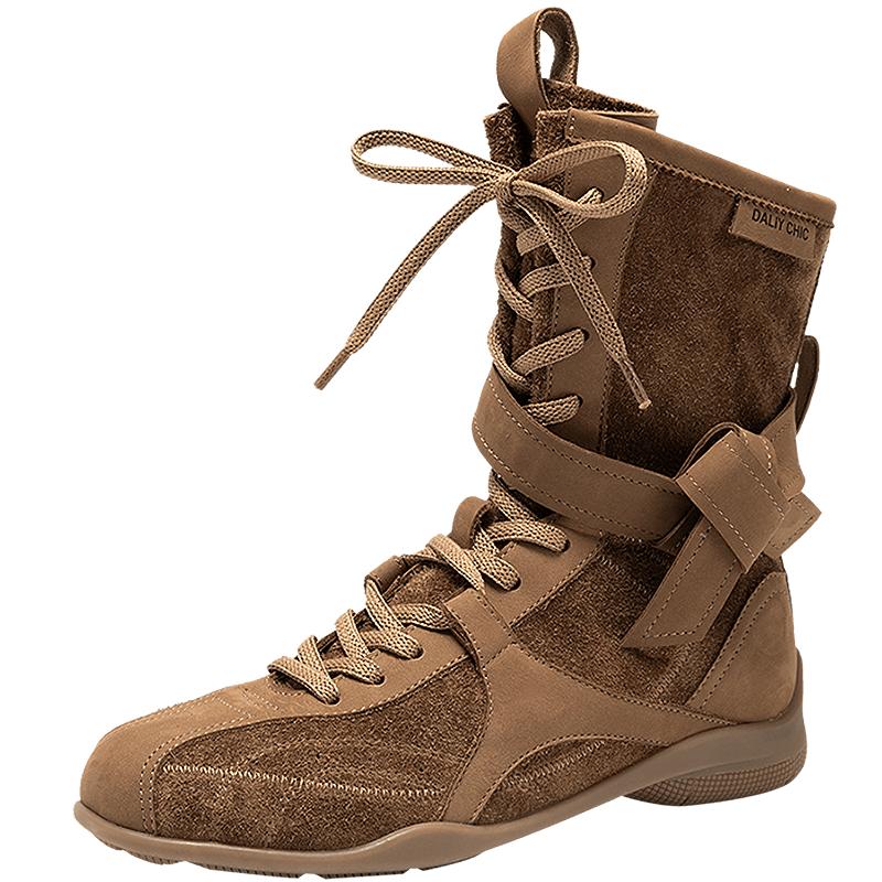 秀气显瘦圆头  多元材质拼接造型