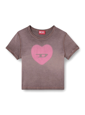 [季末甄选]DIESEL女士D LOGO心形印花圆领短袖T恤A128360SQAD