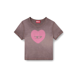 [季末甄选]DIESEL女士D LOGO心形印花圆领短袖T恤A128360SQAD