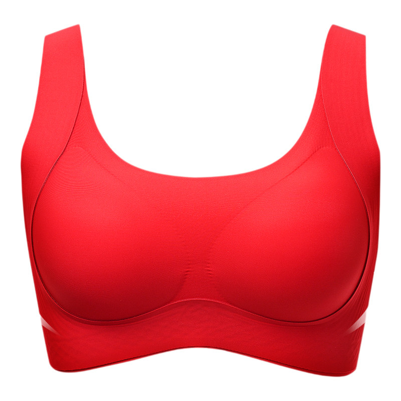 古今无痕内衣女大胸显小聚拢收副乳防下垂本命年红色文胸罩透气