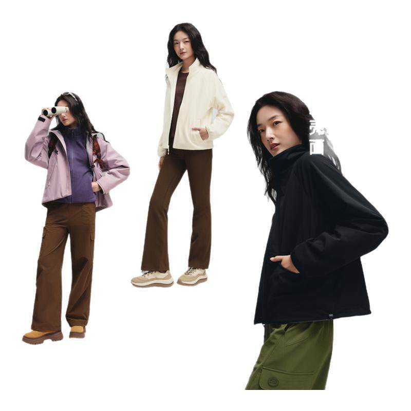 蕉下双面穿冲锋衣抓绒衣内胆摇粒绒软壳外套女户外防风防泼水秋冬