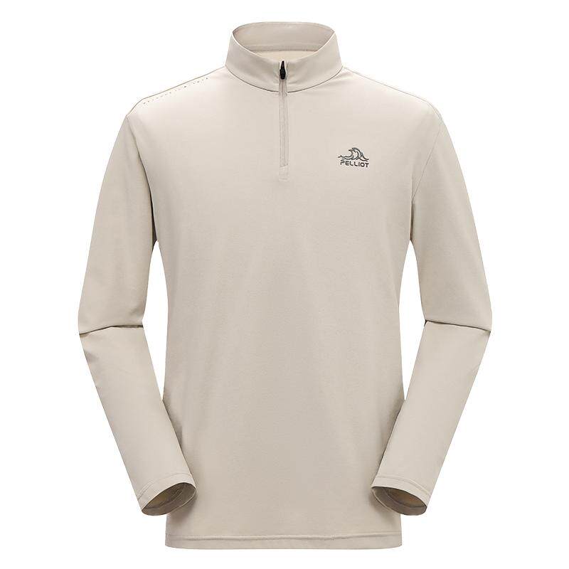 伯希和户外速干T恤女立领修身运动长袖男徒步登山跑步透气打底衣