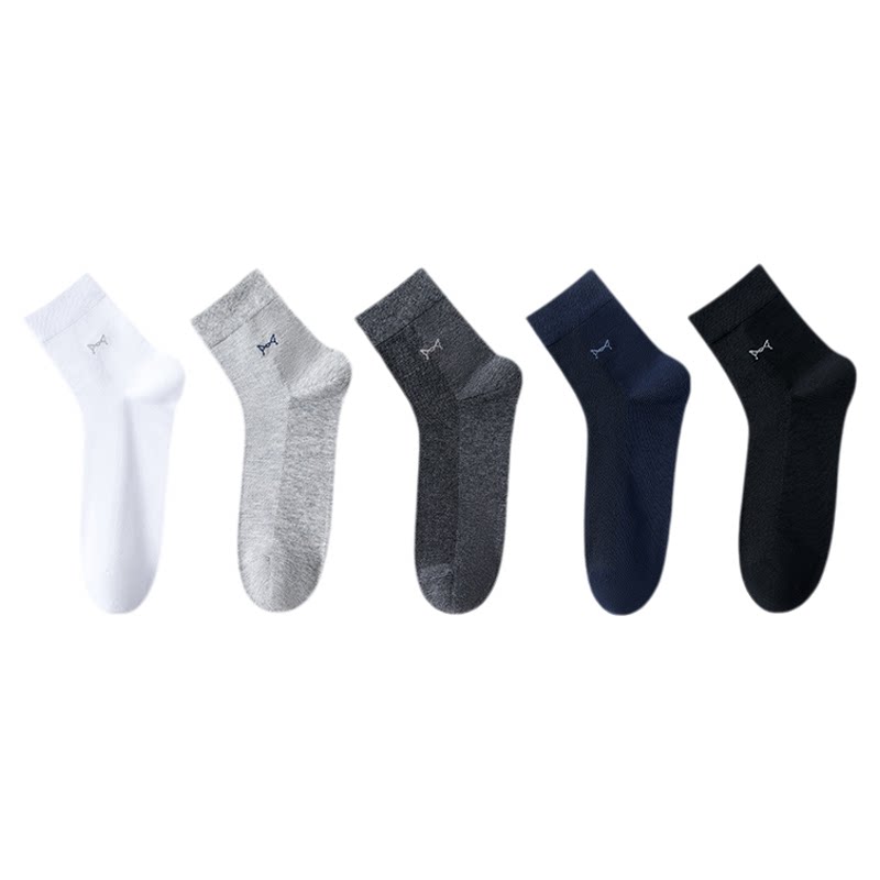 猫人男士袜子网眼透气纯色棉袜春秋季薄款抗菌防臭商务中筒袜男袜