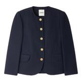 短款 季 圆领外套 法式 气质深蓝色经典 末7折SANDRO2025秋冬新款 女装