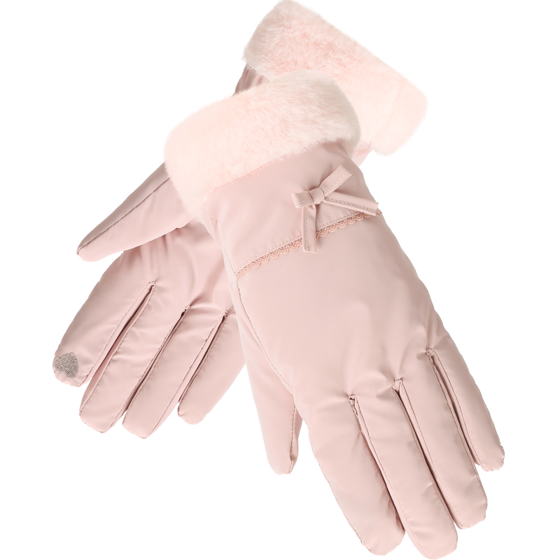 畹町加绒可触屏羽绒女士手套