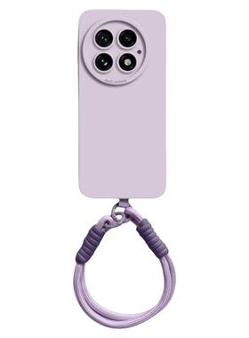 编织手绳适用一加15手机壳新款oneplus12保护套高级感ace6液态硅胶3pro全包防摔斜跨长款挂绳T简约软女纯色外