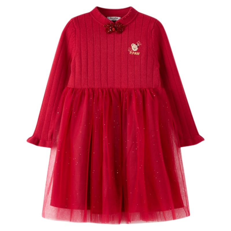 【新年】PawinPaw卡通小熊童装26年新款新中式女童针织连衣裙
