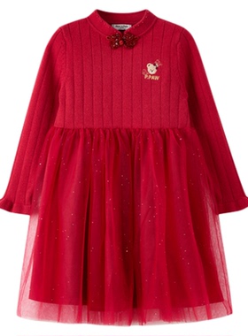 【新年】PawinPaw卡通小熊童装26年新款新中式女童针织连衣裙