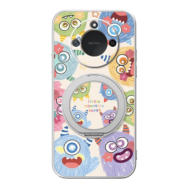 适用荣耀x70手机壳华为x60pro可爱x50/x40gt新款x30i磁吸支架旋转x20se女款卡通v40轻奢版小羊皮防摔小怪兽