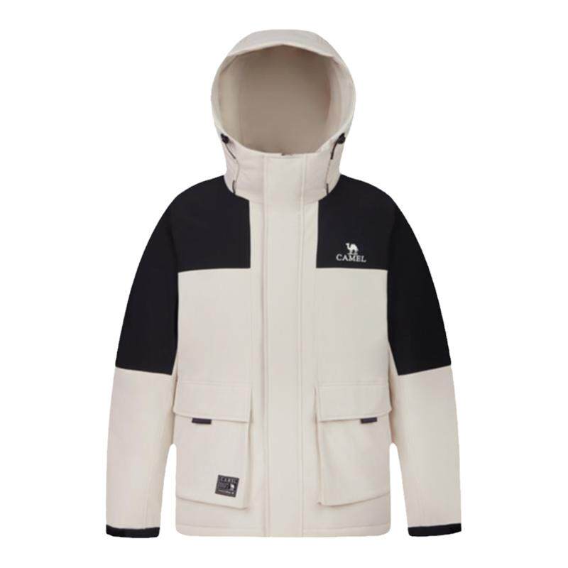 骆驼连帽工装羽绒服防寒