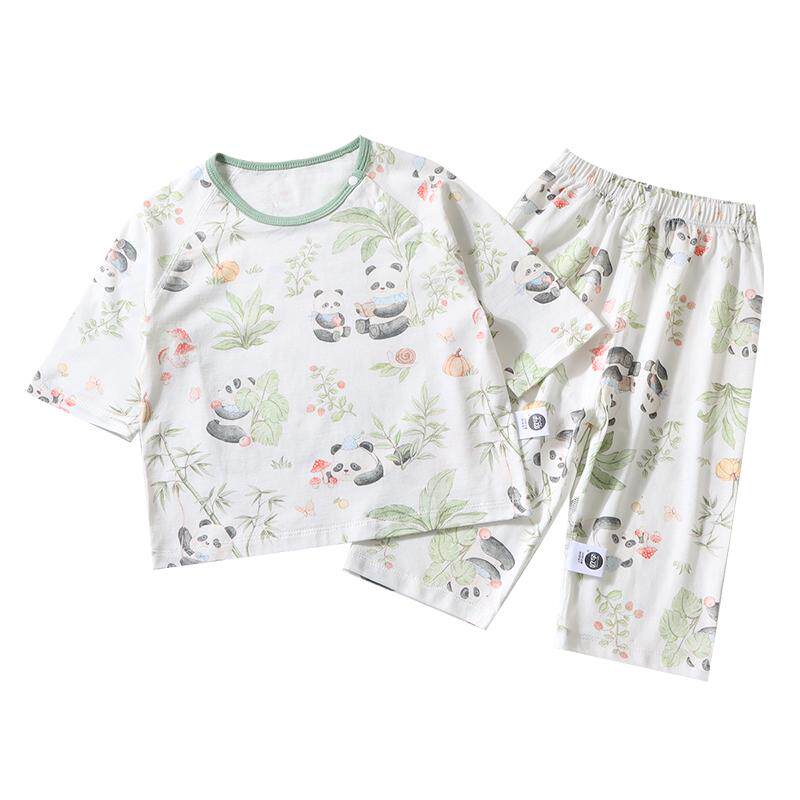 妙童岛儿童睡衣夏季新款男女童七分家居服套装宝宝纯棉薄款空调服