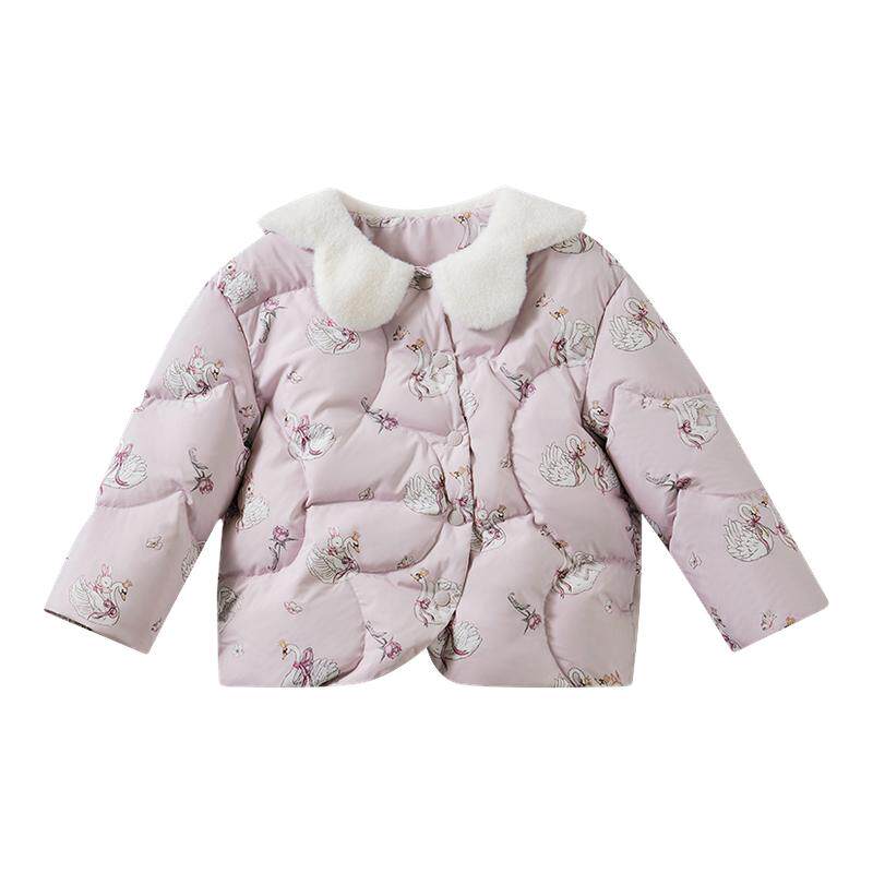 嫚熙童装95白鹅绒羽绒服女宝轻薄保暖女童外出防风蓄热儿童外套冬