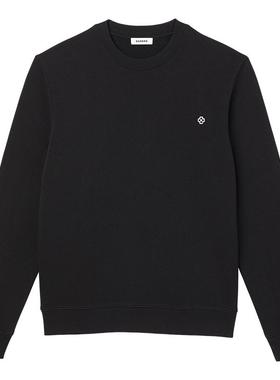 SANDRO秋冬男装经典款时尚简约黑色罗纹领长袖宽松棉质针织卫衣