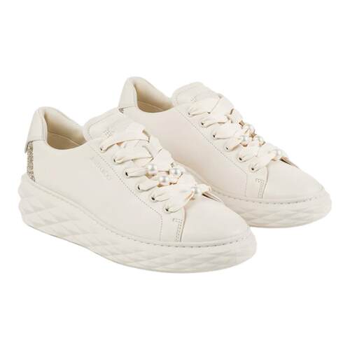 JIMMYCHOO/皮革拼闪粉运动鞋