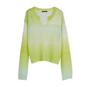 ELLE油画感渐变毛衣女2026春新款 法式 V领慵懒风休闲百搭针织上衣