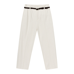 綿羊毛混紡韓版 時尚 咖色高腰休閑長褲 女MOFAN摩凡2025冬款 直筒褲