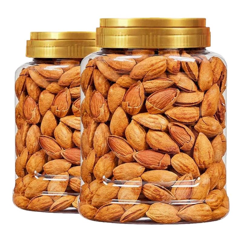 巴旦木手剥盐焗味500g坚果休闲零食扁桃仁薄壳干果新年货批发罐装