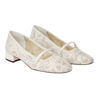 JIMMYCHOO/蕾丝芭蕾舞低跟鞋