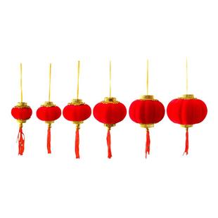 灯笼新款2026年迷你植绒小红灯笼挂饰新年元旦装饰挂件新年灯笼