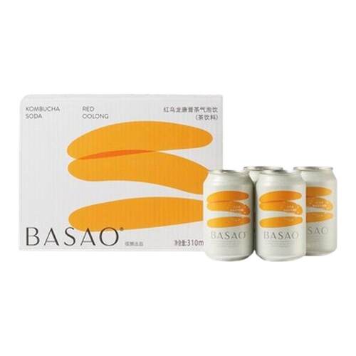 BASAO佰朔康普茶黑乌龙原叶发酵茶气泡水饮料310ml*6罐【囤货】