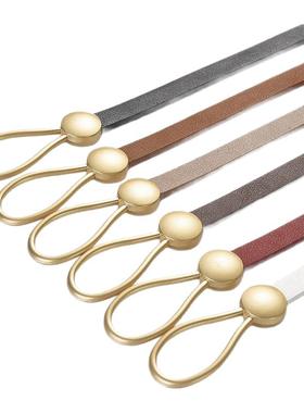 卡帝乐鳄鱼无孔细腰带女时尚装饰配连衣裙子收腰链裤带小皮带