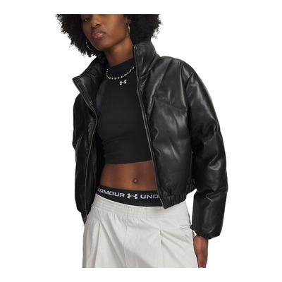 安德玛冬季新款女士仿皮夹克外套运动休闲短款羽绒服6006436-002