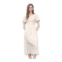 betu百圖法式泡泡袖刺繡連衣裙女2025年夏季新款短袖方領(lǐng)連身裙