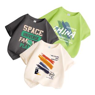 真维斯童装男童短袖t恤灰色夏季纯棉半袖男大童休闲上衣儿童夏装