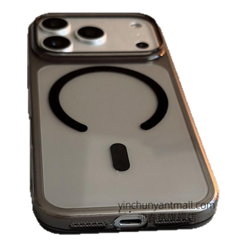 黑色PC磁吸适用苹果17手机壳16Pro透明15pro简约16高级感iPhone15防摔14新款17pro全包16promax男女