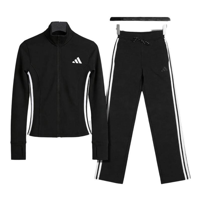 阿迪达斯正品女子运动套装运动休闲两件套adidas三条纹外套长裤