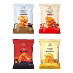 印尼进口lerna莱纳木薯片cassava chips薄脆原切黑胡椒薯片零食品