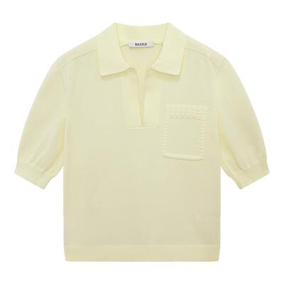 DAZZLE 地素奥莱毛衫短袖夏季浅黄色针织短袖