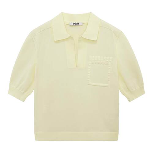 DAZZLE 地素奥莱毛衫短袖夏季浅黄色针织短袖