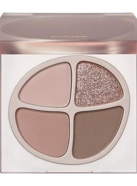 JOOCYEE酵色四色眼影爆闪珠光蜜粉化妆新手一盒四色哑光高光原生