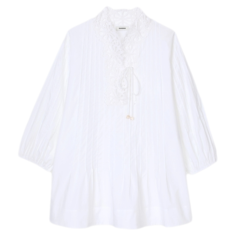 SANDRO女装气质领压褶连衣裙