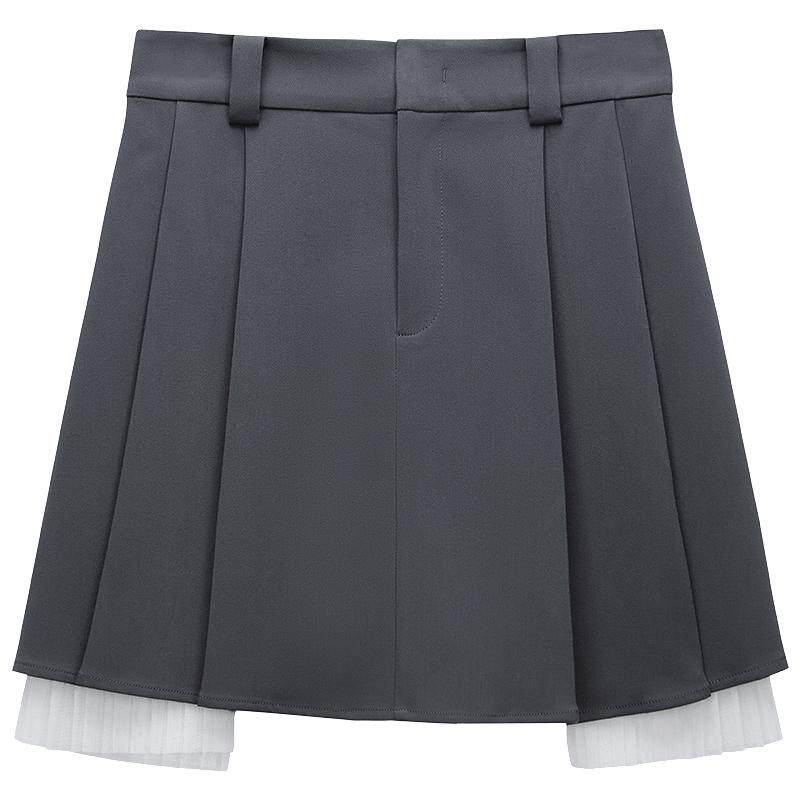 OCHIRLY欧时力  百褶半身裙女春蕾丝花边裤裙日常通勤显瘦a