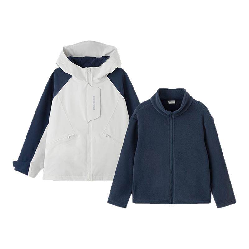 巴拉巴拉男童冲锋衣儿童三合一防水软壳衣大童外套2026春装新款童