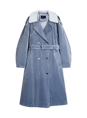 ELLE90白鸭绒灯芯绒长款被子羽绒服女2025冬新款加厚宽松保暖外套