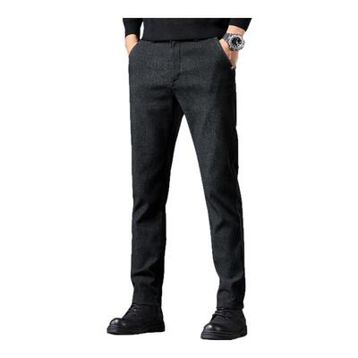 罗蒙加绒商务宽松直筒休闲裤男款