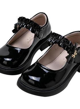 富罗迷公主鞋女童皮鞋春季新款洋气礼服鞋宝宝小女孩软底黑色单鞋