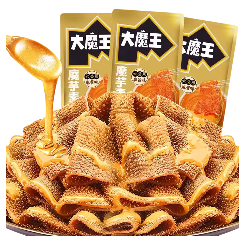 盐津铺子大魔王素毛肚麻酱魔芋爽零食六必居魔芋毛肚辣味解馋小吃